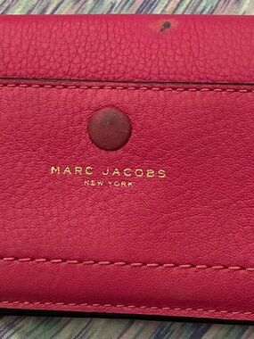 Marc Jacobs Hot Pink Leather Snap Wallet with Gold Logo
